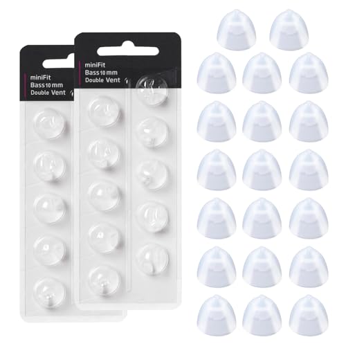 20 Pcs Hearing Aid Domes for Oticon Replacements 10mm Domes Double Vent Hearing Aid Domes Silicone Ear Tips Hearing Aid Accessories Compatible with Oticon Minifit